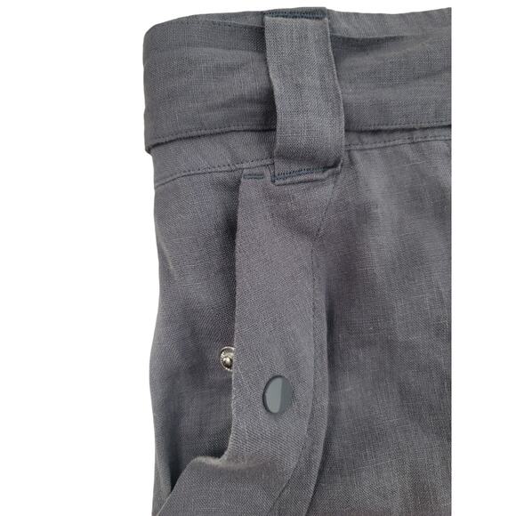 Tahari Luxe Linen Women's Cargo Pants Gray Elastic‎ Waist Belted Pockets Size M - Picture 4 of 5